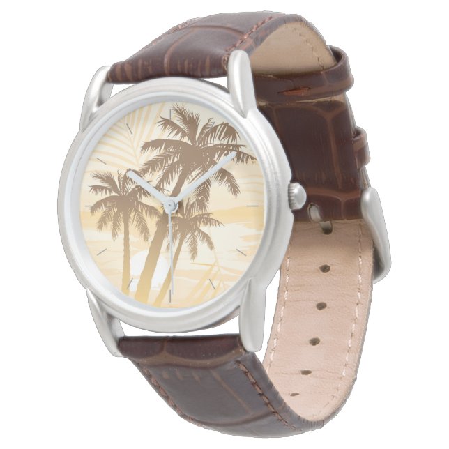 Sommar Tropical Handflatan Armbandsur (Vinklad)