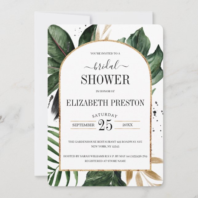 Sommar Tropical Löv Arch Ram Möhippa Inbjudningar (Framsida)