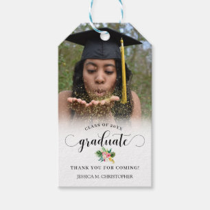 Sommar Tropical Löv Photo Studenten Tack Presentetikett