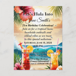 Sommar Tropical Luau Beach Party 21:a födelsedag Helg Vykort