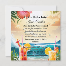 Sommar Tropical Luau Beach Party 21:a födelsedag Julkort