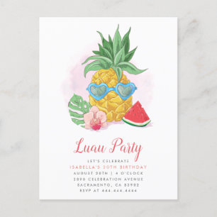 Sommar Tropical Pineapple Luau Party Birthday Inbjudan Vykort
