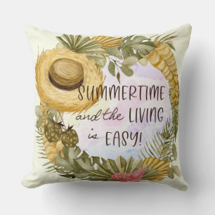 Sommar Tropical Plants Straw Hat Kudde