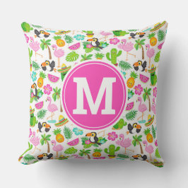 Sommar Tropical Toucan och Flamingo Pattern Kudde