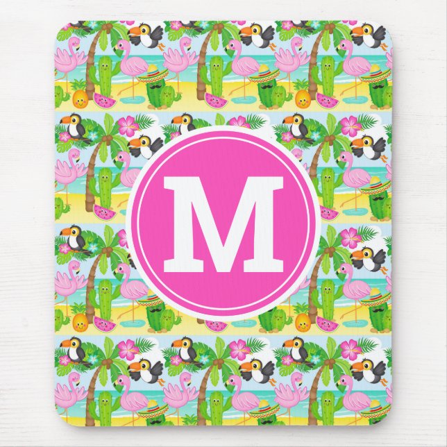 Sommar Tropical Toucan och Flamingo Pattern Musmatta (Framsidan)