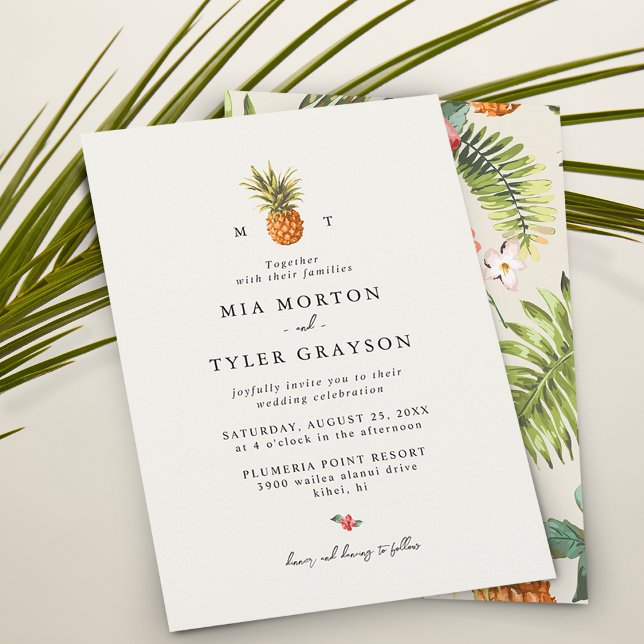 Sommar Tropisk Ananas Mönster Bröllop Inbjudningar (Skapare uppladdad)
