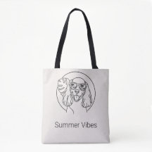 Sommar Tropisk Cocker Spaniel Linje Art Totebag