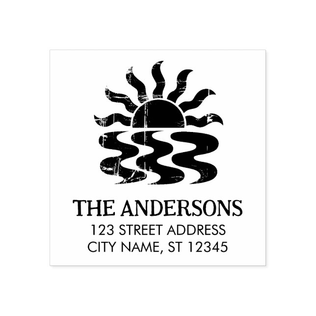 Sommar Tropisk Strand Solnedgång Anpassad Returadr Stämpel (Tryck)