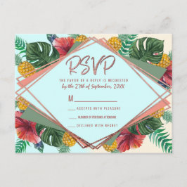 Sommar Tropiska Ananasblad Blommig RSVP Inbjudan Vykort