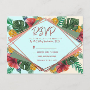 Sommar Tropiska Ananasblad Blommig RSVP Inbjudan Vykort