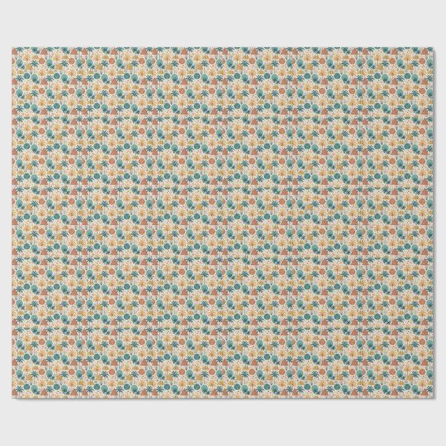 Sommar Tropska Palmer & Geometrisk Sol Design Presentpapper (Platt)