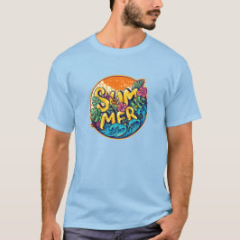 Sommar Typografiskt Tropical Vågar T Shirt