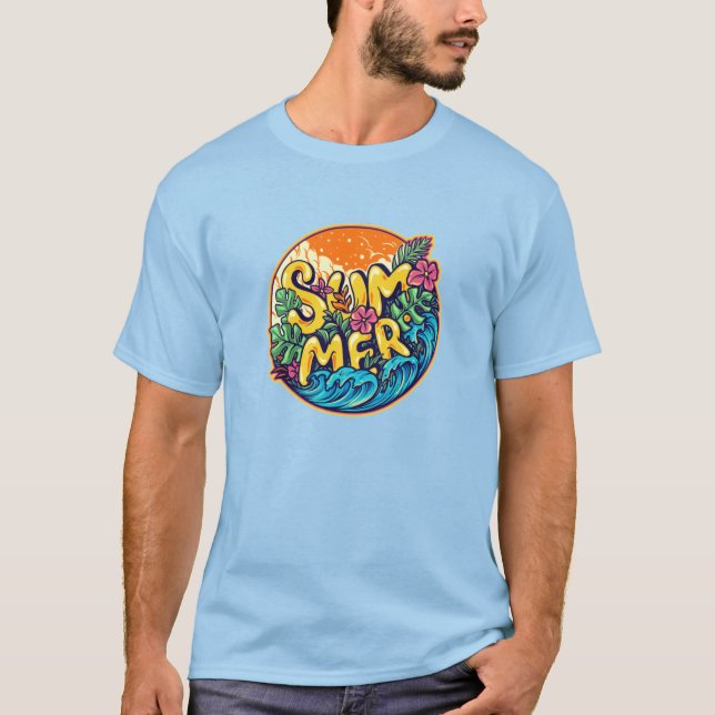 Sommar Typografiskt Tropical Vågar T Shirt (Framsida)