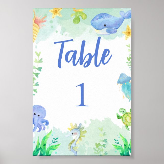 Sommar under Bordsnumret Sea Baby Shower Poster (Framsidan)