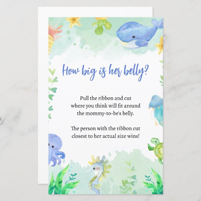 Sommar under Sea Baby Shower Game (Fram/baksida)