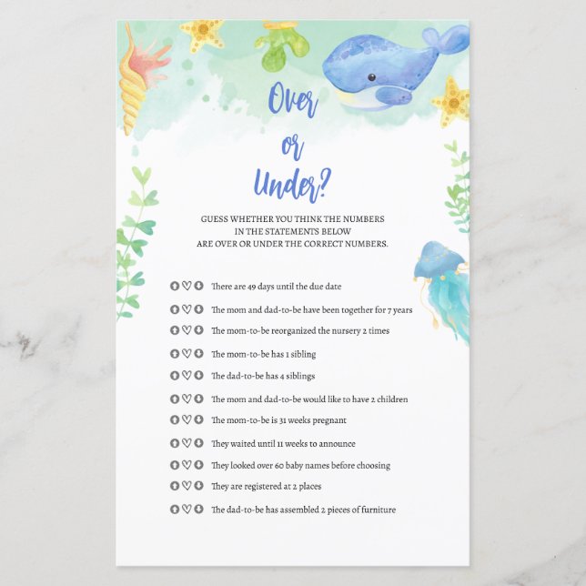 Sommar under Sea Baby Shower Game (Framsida)