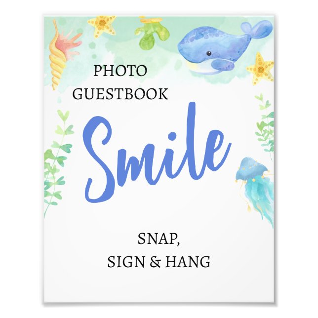 Sommar under Sea Baby Shower Photo Guestbook Fototryck (Framsidan)