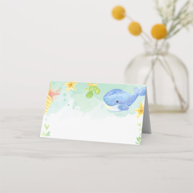Sommar under Sea Baby Shower Place Card Placeringskort (Framsida)