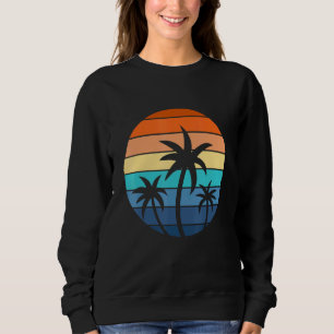 Sommar-Vacation Beach Handflatan Träd Retro Stil T Shirt