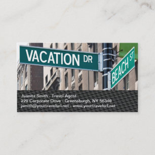 Sommar Vacation Beach Street Signs Visitkort
