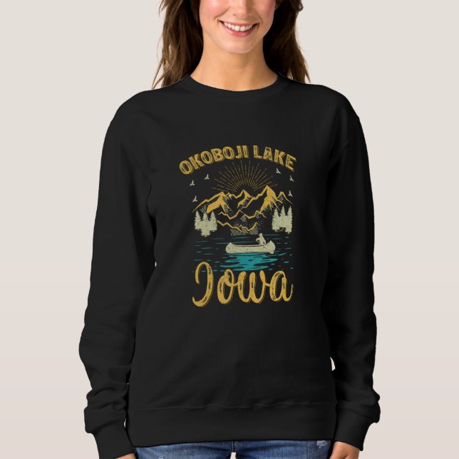 Sommar Vacation Retro Mountain Iowa Okoboji Sjö P T Shirt (Framsida)