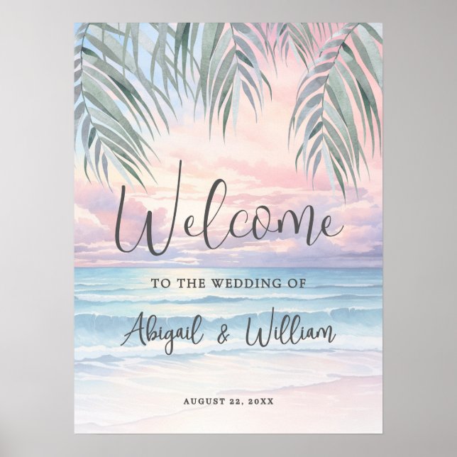 Sommar Välkomstskylt för Strandbröllop Poster (Framsidan)