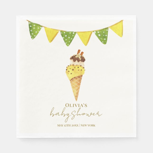 Sommar Vanilla Scoop Ice Cream Baby Shower Pappersservett (Framsidan)