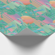 Sommar Vaporwave Sunset och Handflatan Träd