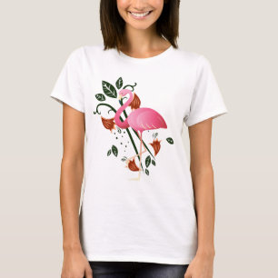 Sommar Vår blomma med Rosa Flamingo T-Shirt