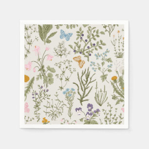 Sommar Vår Blommigt Wildblommor och Herb Pappersservett