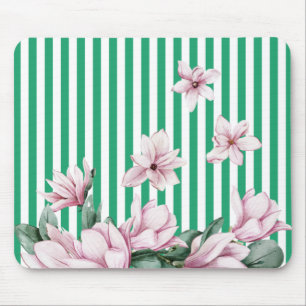 Sommar, vår, grönt rand magnolia-utskrift musmatta