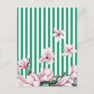Sommar, vår, grönt rand magnolia-utskrift vykort