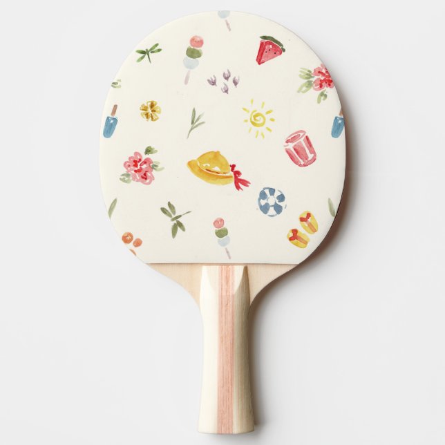 Sommar Vattenfärg Söt Mönster Pingisracket (Framsidan)