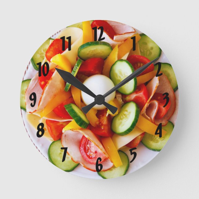 Sommar Vegetable Salad Wall Clock Rund Klocka (Framsida)
