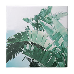 Sommar Vibes Banana Löv Blek Grönt Kakelplatta