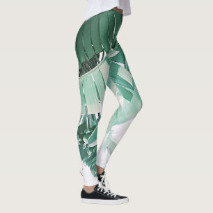 Sommar Vibes Banana Löv Blek Grönt Leggings