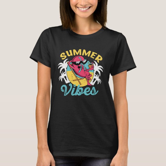 Sommar Vibes Beach Vacation Flip Flop T Shirt (Framsida)