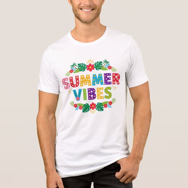 Sommar Vibes Blommigt Design-54504 T Shirt (Framsida)