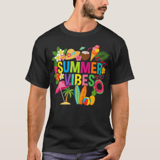 Sommar Vibes Boho Blommor Strand Semester Familj T Shirt
