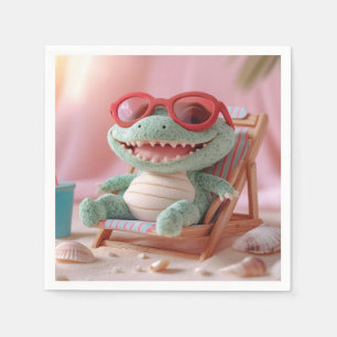 Sommar Vibes: Chillin'Plush Crokodile on Vacation Pappersservett