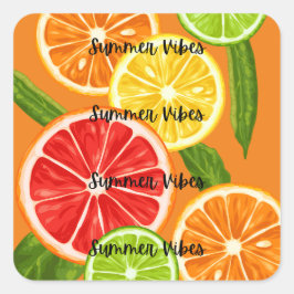 Sommar Vibes Citrus Design, färglös frukt grafik Fyrkantigt Klistermärke