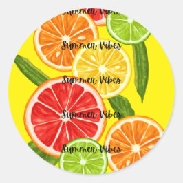 Sommar Vibes Citrus Design, färglös frukt grafik Runt Klistermärke