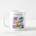 Sommar Vibes Colorful Handflatan Träd Ocean Person Kaffemugg<br><div class="desc">Börja din dag med en spricka av tropisk energi med sommarkaffet Vibes mugg, som har ett dynamiskt färg, handflatan träd och en havsliknande bakgrund. Perfekt för att suga på din favoritdryck medan du blöder i varma väderleksviber, den här snyggten är mugg underbar för strand-älskare, kustdrömmare eller någon som har sommarlust...</div>
