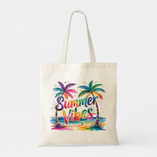 Sommar Vibes Colorful Tropical Handflatan Träd Oce Tygkasse
