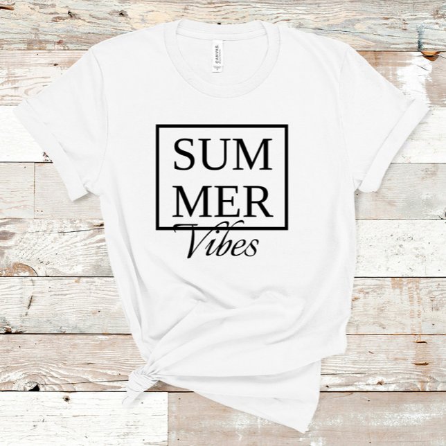 Sommar Vibes Coola med svart text vit T Shirt (Skapare uppladdad)
