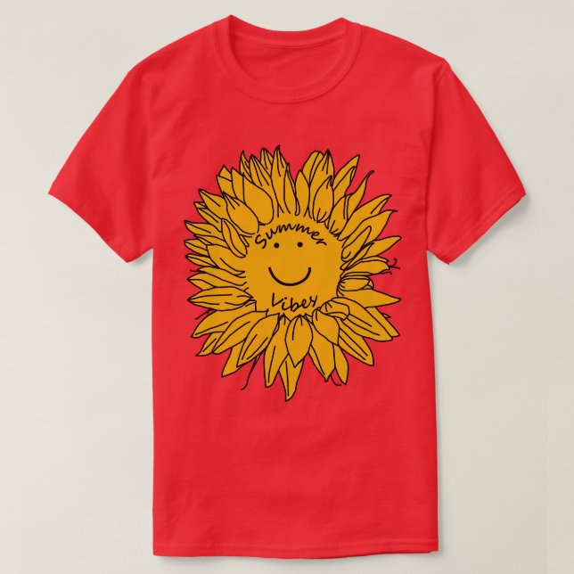 Sommar Vibes Gult Solros T Shirt (Design framsida)