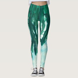 Sommar Vibes Handflatan Träd Cactus Blek Grönt Leggings