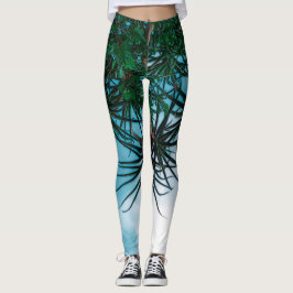 Sommar Vibes Handflatan Träd Cactus Blek Grönt Leggings