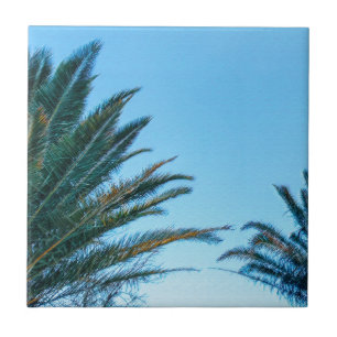 Sommar Vibes Handflatan Träd Löv Blek Grönt Kakelplatta