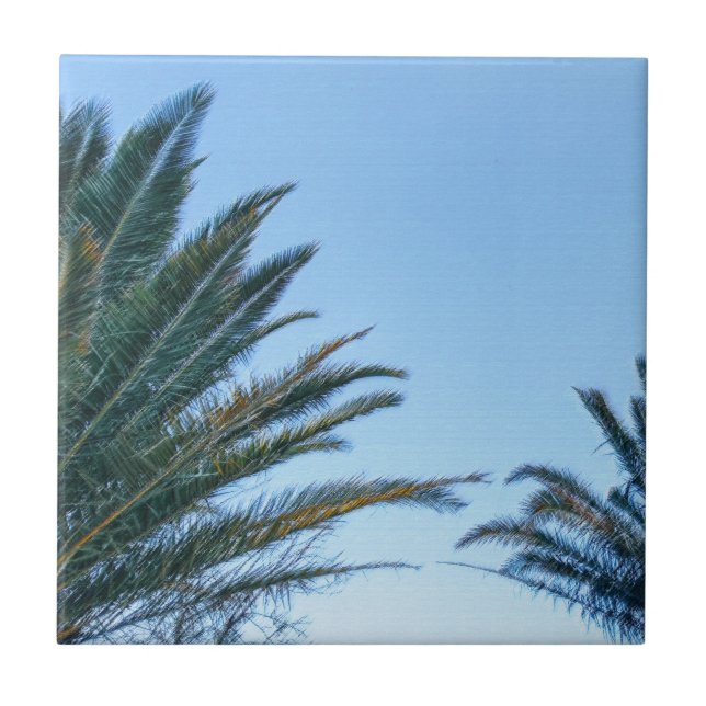 Sommar Vibes Handflatan Träd Löv Blek Grönt Kakelplatta (Framsidan)